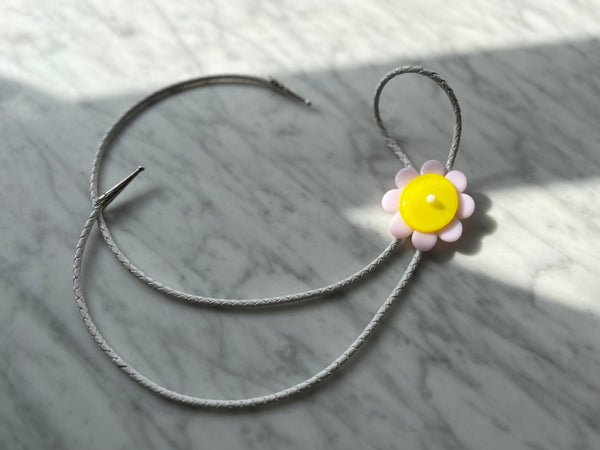 Fused Glass Bolo Tie- Petal Pink & Canary