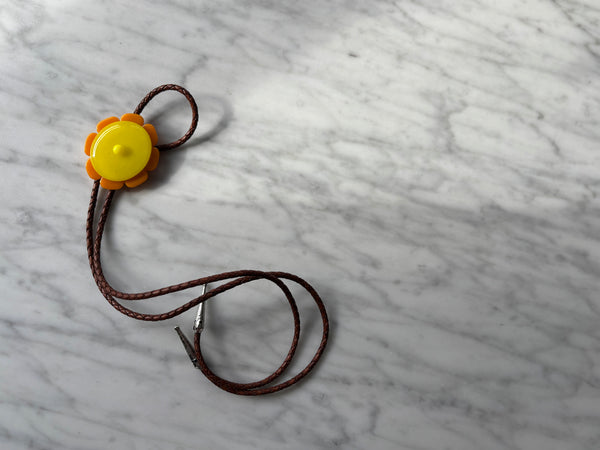 Fused Glass Bolo Tie - Yellow & Orange